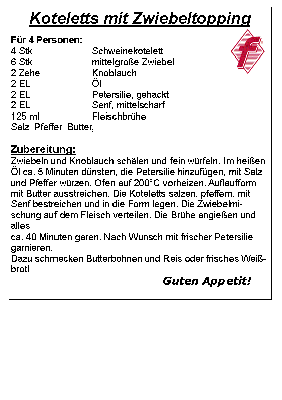 Koteletts mit Zwiebeltopping