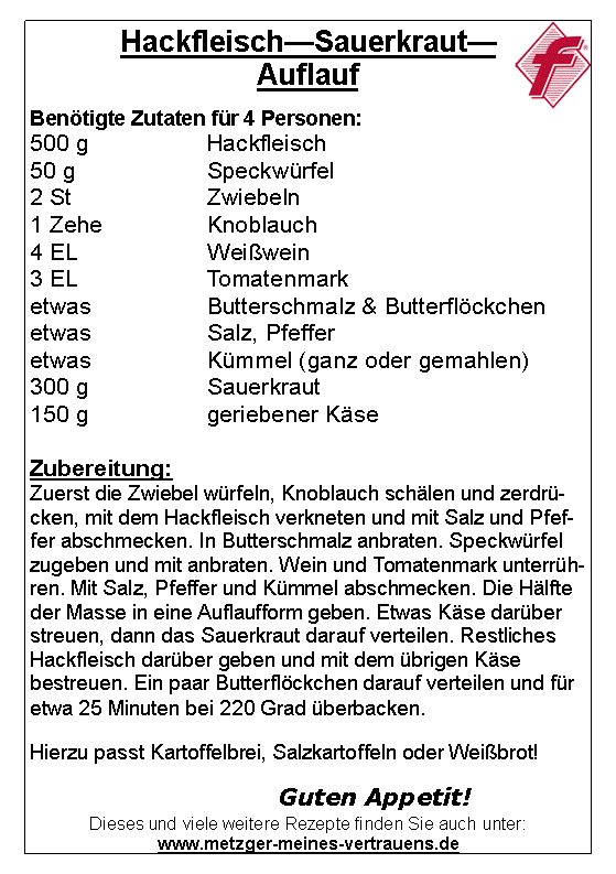 Hackfleisch Sauerkraut Auflauf